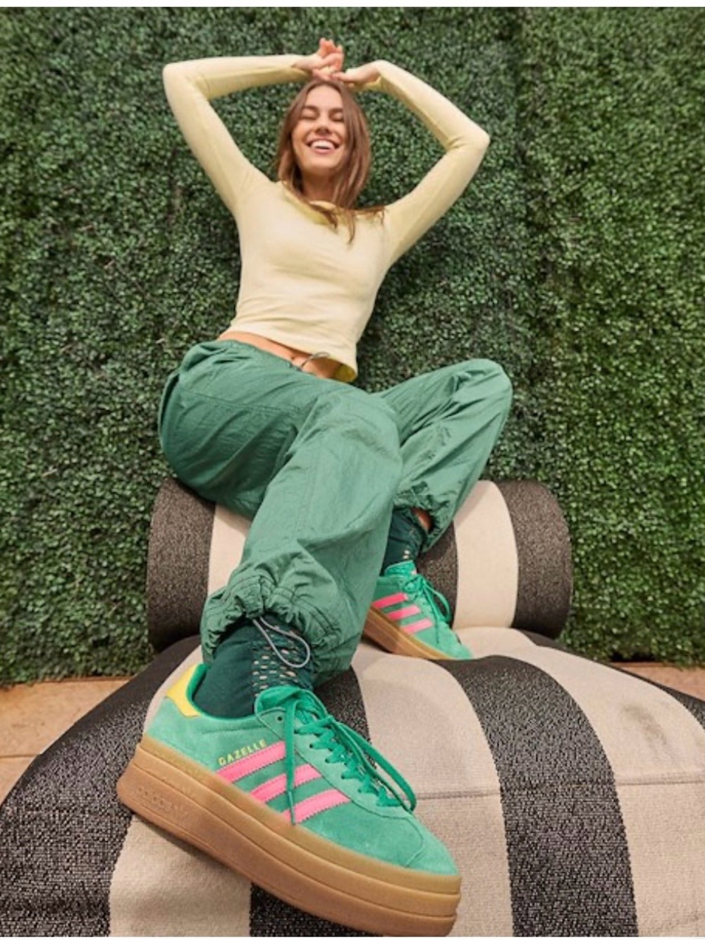 Womens adidas Gazelle Bold Athletic Shoe - Court Green/Lucid Pink/Pure
Sulfur 8M